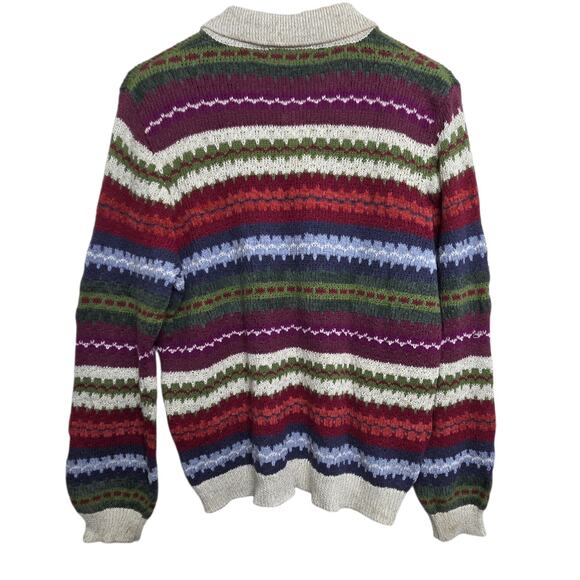VTG Alfred Dunner Womens Striped Knit Sweater Polo Collar SZ L Cozy Cottagecore - Picture 9 of 11